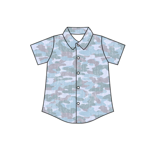 preorder BT1743 Blue Camo Short Sleeve Boys Top