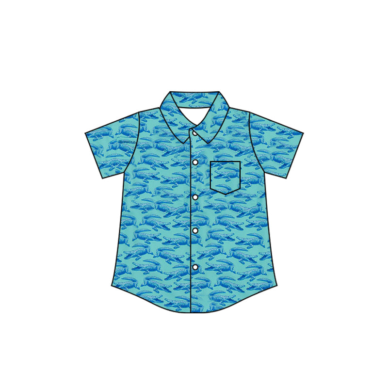 preorder BT1780 Crocodile Blue Short Sleeve Boys Top