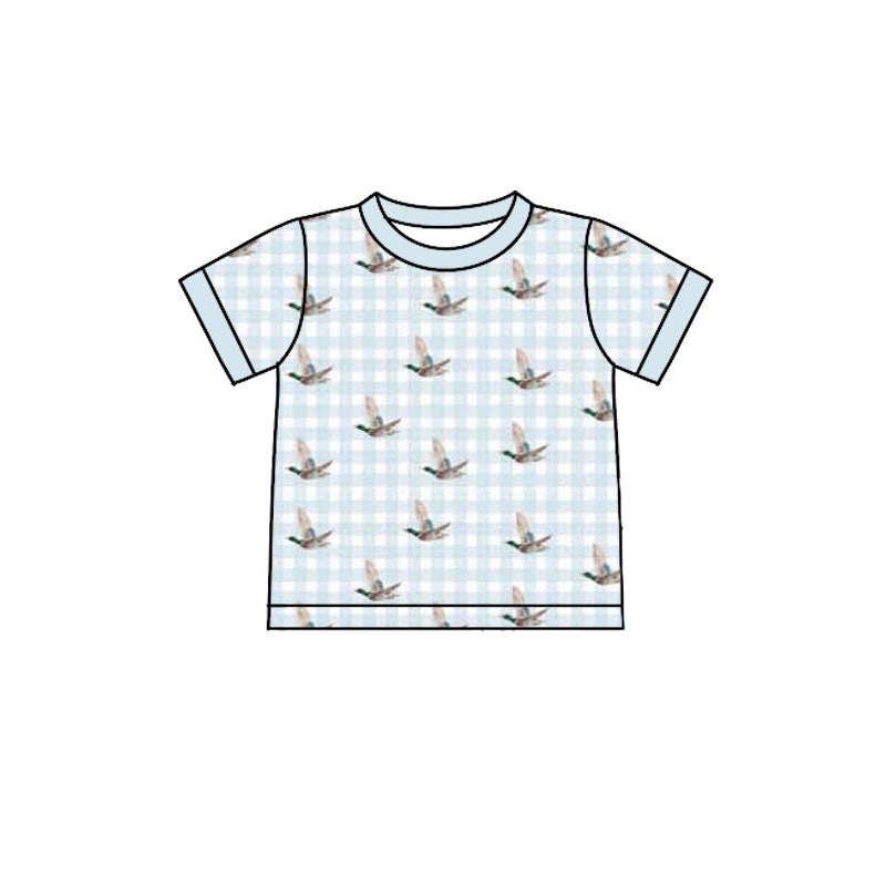preorder BT1782 Hunting Mallard Duck Checkered Short Sleeve Boys Top