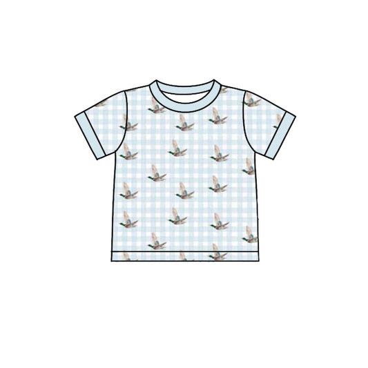 preorder BT1782 Hunting Mallard Duck Checkered Short Sleeve Boys Top