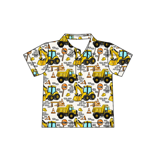 preorder BT1789 Construction Truck Short Sleeve Boys Top