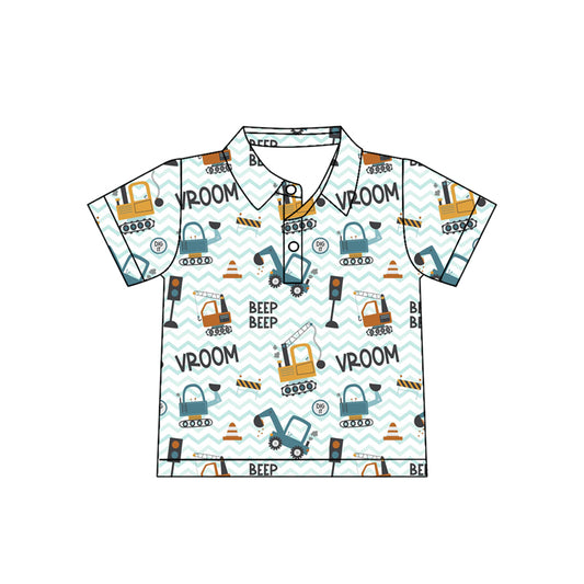 preorder BT1793 Construction Truck Short Sleeve Boys Top