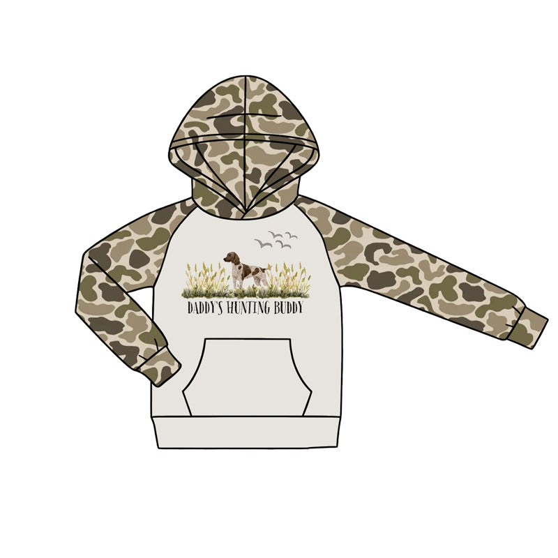 preorder BT1806 Daddy's Hunting Camo Dog Hoodie Pocket Long Sleeve Boys Pullover