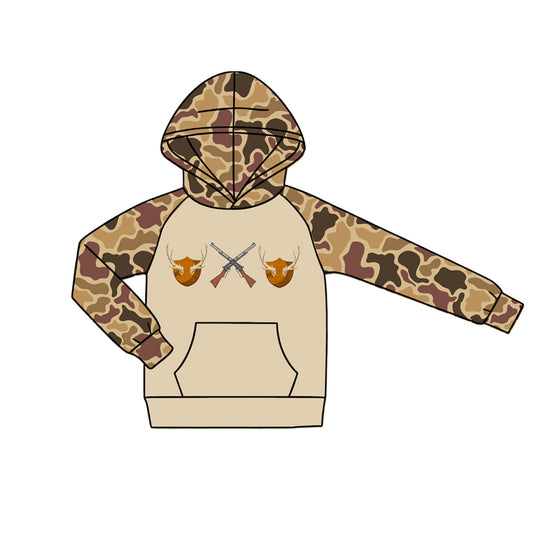 preorder BT1807 Hunting Camo Deer Hoodie Pocket Long Sleeve Boys Pullover