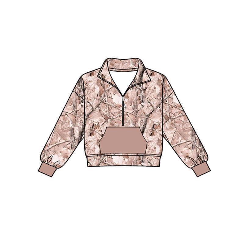 preorder BT1809 Hunting Pink Pocket Long Sleeve Boys Top