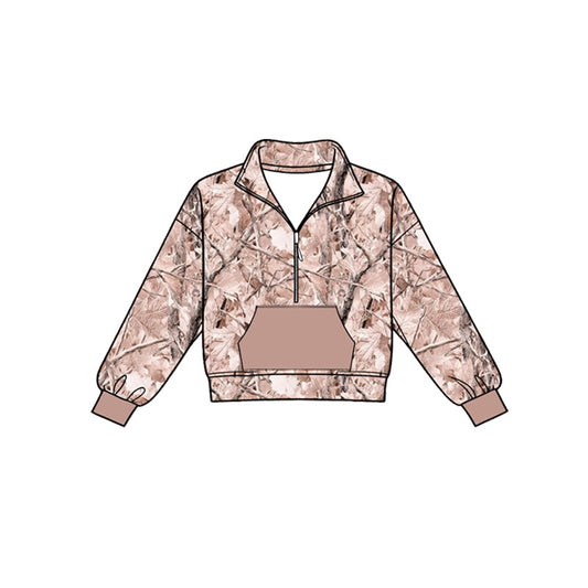 preorder BT1809 Hunting Pink Pocket Long Sleeve Boys Top