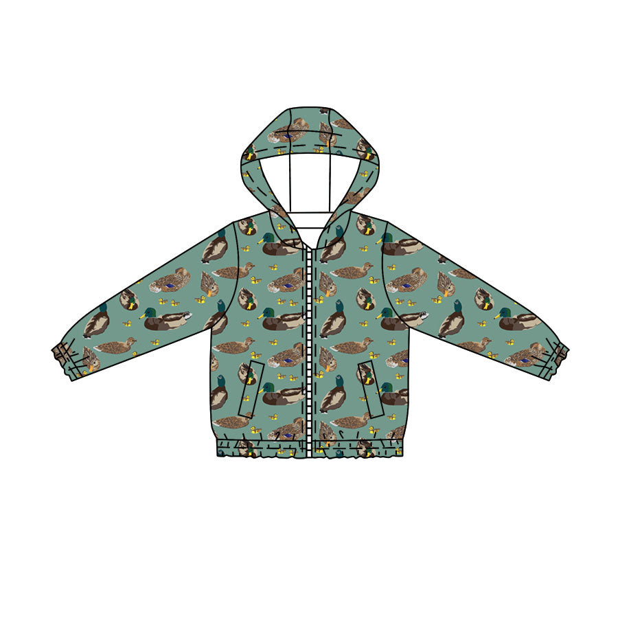 preorder BT1818 Hunting Mallard Duck Zipper Hoodie Long Sleeve Boys Coat