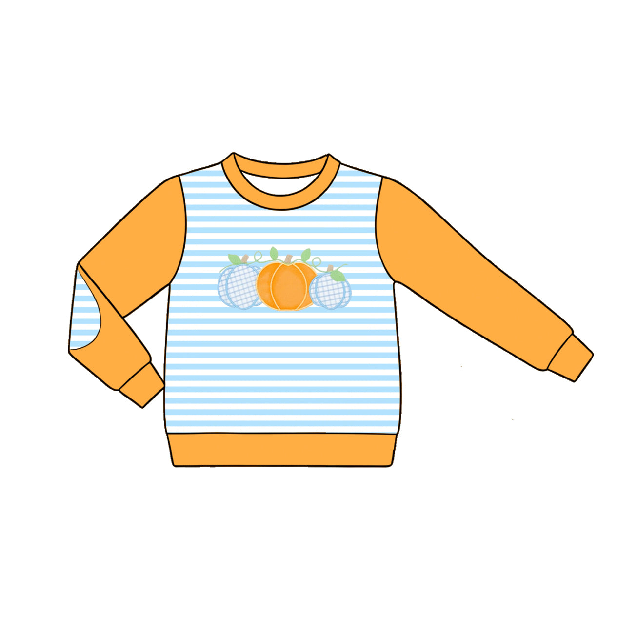 preorder BT1823 Pumpkin Striped Long Sleeve Boys Top