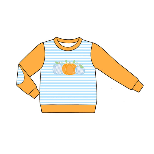 preorder BT1823 Pumpkin Striped Long Sleeve Boys Top