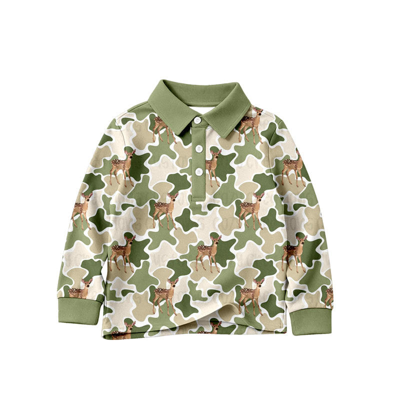 preorder BT1824 Hunting Deer Camo Long Sleeve Boys Top