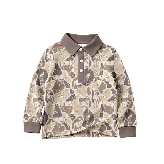 preorder BT1827 Hunting Deer Camo Long Sleeve Boys Top
