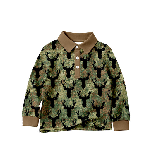 preorder BT1828 Hunting Deer Camo Long Sleeve Boys Top