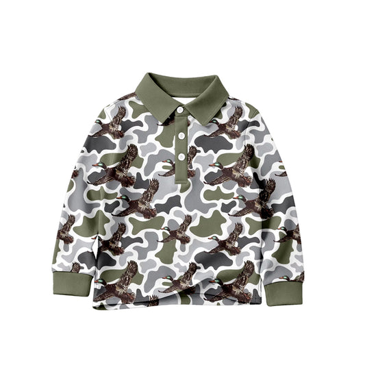 preorder BT1829 Hunting Mallard Duck Camo Long Sleeve Boys Top