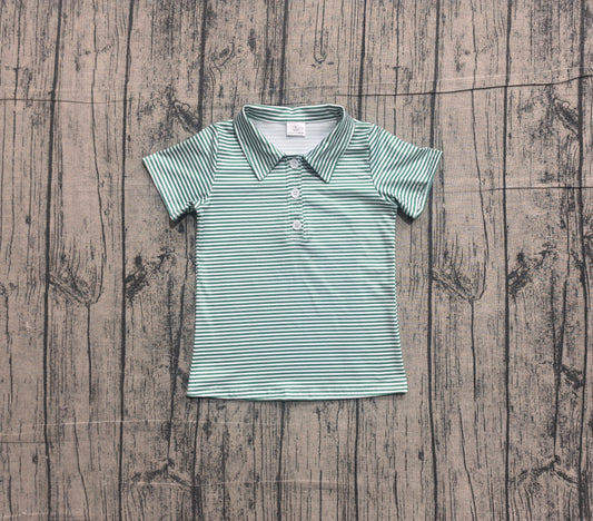 preorder Samples BT1832 Green Striped Short Sleeve Boys Top