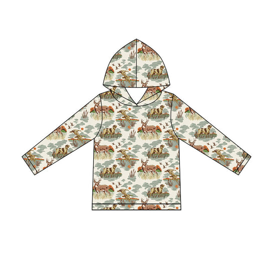 preorder BT1842 Hunting Mallard Deer Dog Hoodie Long Sleeve Boys Top