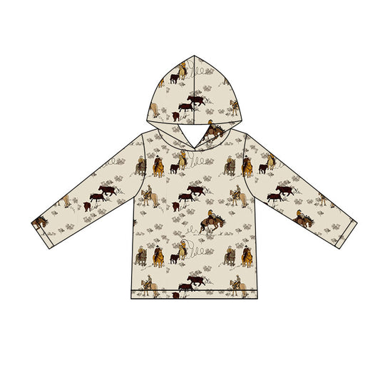 preorder BT1843 Western Rodeo Hoodie Long Sleeve Boys Top