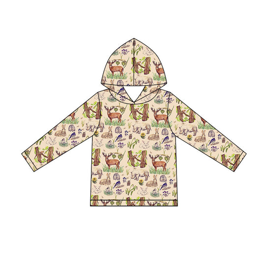 preorder BT1845 Farm Animals Hoodie Long Sleeve Boys Top
