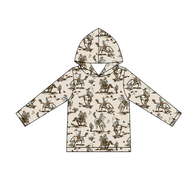 preorder BT1846 Western Rodeo Hoodie Long Sleeve Boys Top