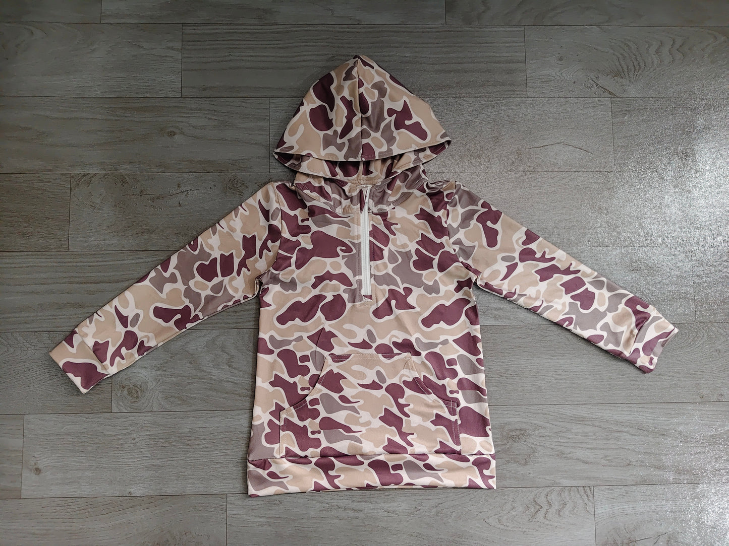 preorder Samples BT1848 Hunting Camo Pocket Zipper Hoodie Long Sleeve Boys Top