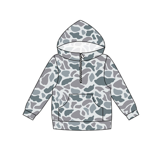 preorder BT1849 Hunting Camo Pocket Zipper Hoodie Long Sleeve Boys Top