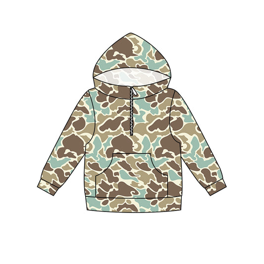 preorder BT1850 Hunting Camo Pocket Zipper Hoodie Long Sleeve Boys Top