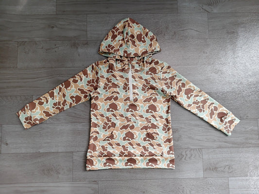 preorder Samples BT1850 Hunting Camo Pocket Zipper Hoodie Long Sleeve Boys Top