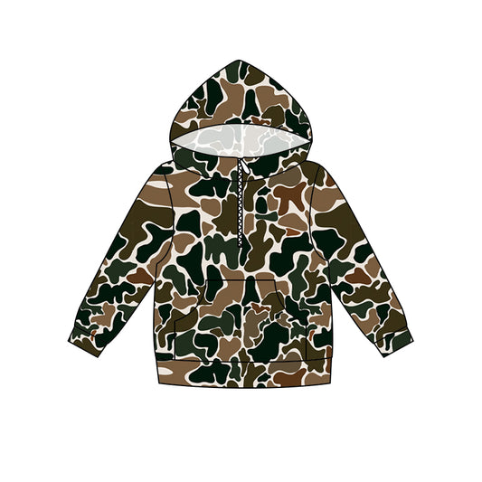 preorder BT1851 Hunting Camo Pocket Zipper Hoodie Long Sleeve Boys Top