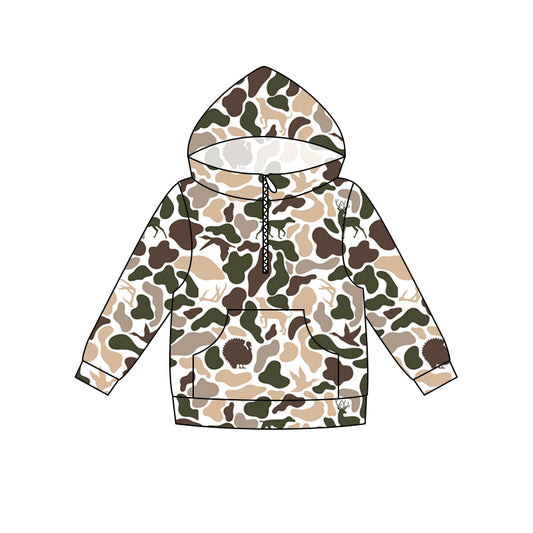 preorder BT1852 Hunting Camo Pocket Zipper Hoodie Long Sleeve Boys Top