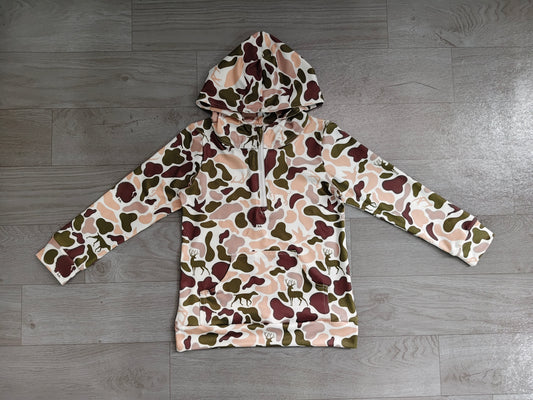 preorder Samples BT1852 Hunting Camo Pocket Zipper Hoodie Long Sleeve Boys Top