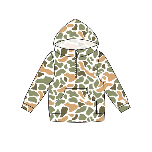 preorder BT1853 Hunting Camo Pocket Zipper Hoodie Long Sleeve Boys Top