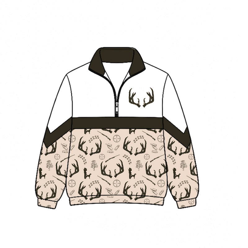 preorder BT1859 Hunting Deer Zipper Long Sleeve Boys Top