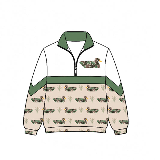preorder BT1861 Hunting Mallard Camo Zipper Long Sleeve Boys Top