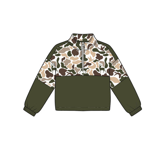 preorder BT1864 Hunting Camo Mallard Zipper Long Sleeve Boys Top