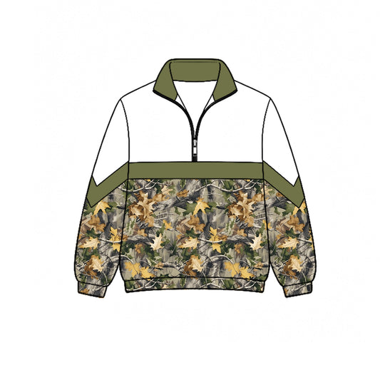 preorder BT1867 Hunting Camo Zipper Long Sleeve Boys Top