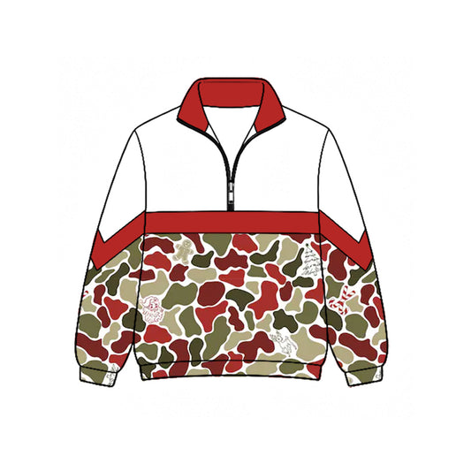 preorder BT1869 Christmas Camo Santa Zipper Long Sleeve Boys Top