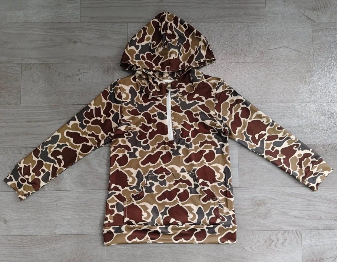 preorder BT1872 Hunting Camo Zipper Long Sleeve Adult Man Top