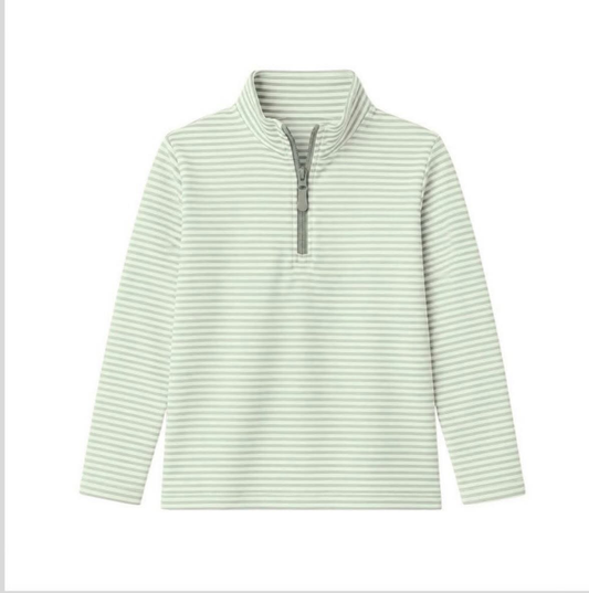 preorder BT1876 Green Striped Zipper Long Sleeve Boys Top
