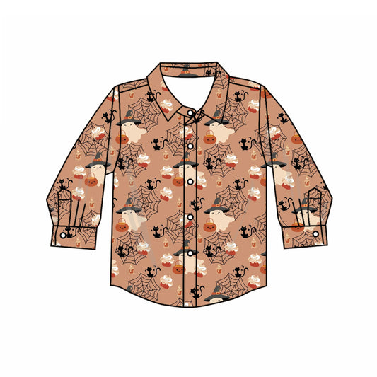 preorder BT1902 Halloween Spooky Pumpkin Long Sleeve Boys Top