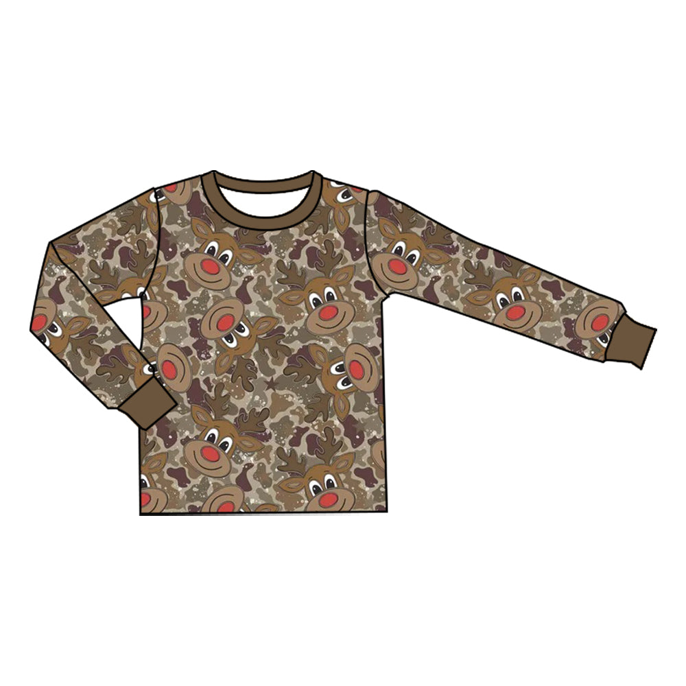 preorder BT1905 Christmas Deer Camo Long Sleeve Boys Top