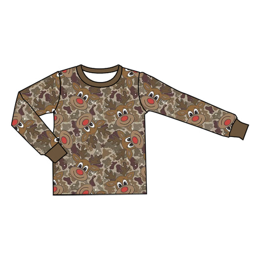 preorder BT1905 Christmas Deer Camo Long Sleeve Boys Top