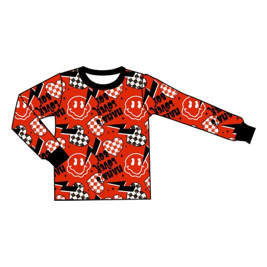 preorder BT1907 Valentine's Day Heart Smile Red Long Sleeve Boys Top