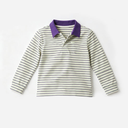 preorder BT1911 Mardi Gras Striped Long Sleeve Boys Top