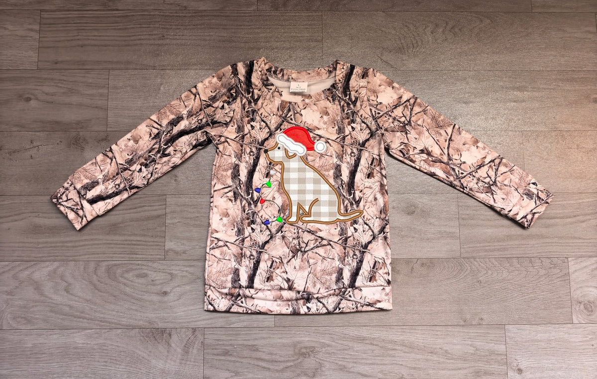 preorder Samples BT1913 Christmas Dog Hunting Long Sleeve Boys Top