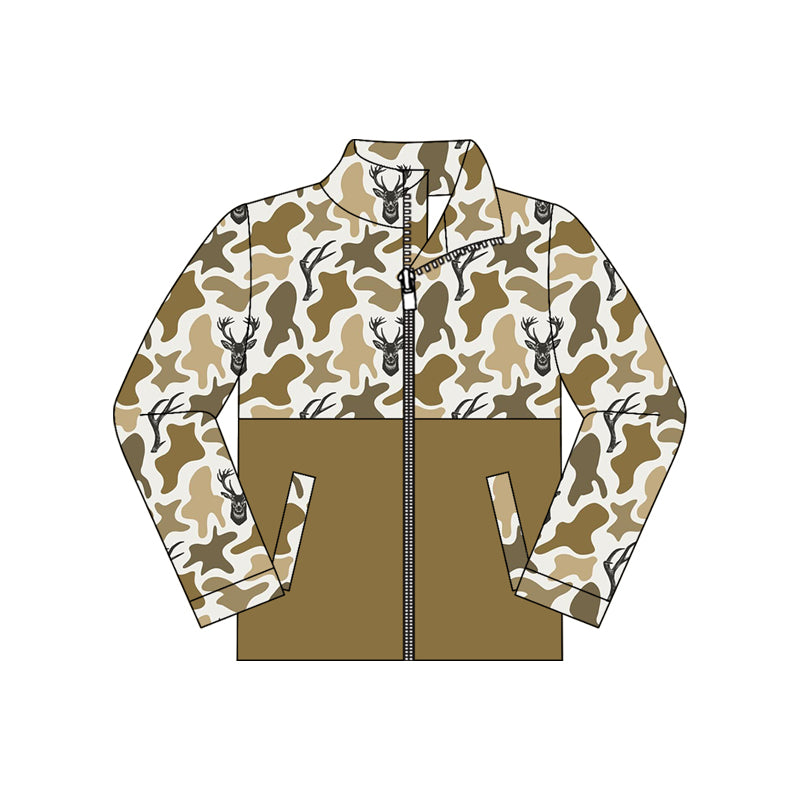 preorder BT1931 Deer Camo Zipper Hoodie Long Sleeve Boys Coat
