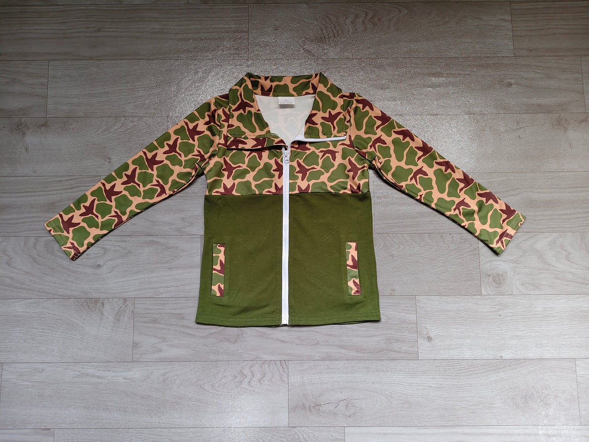 BT1933 Mallard Duck Camo Zipper Hoodie Long Sleeve Boys Coat