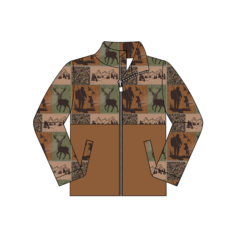 preorder BT1934 Hunting Deer Zipper Hoodie Long Sleeve Boys Coat