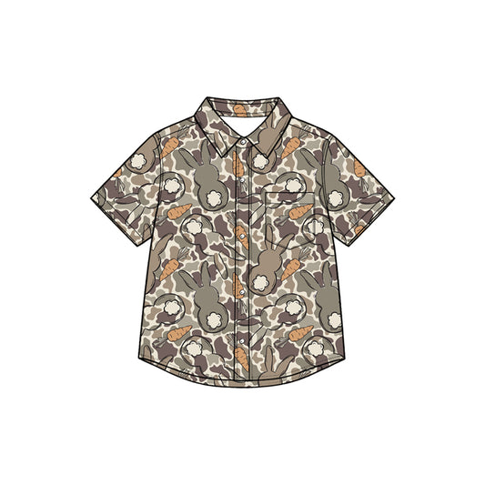 preorder BT1951 Easter Camo Bunny Rabbit Short Sleeve Boys Top