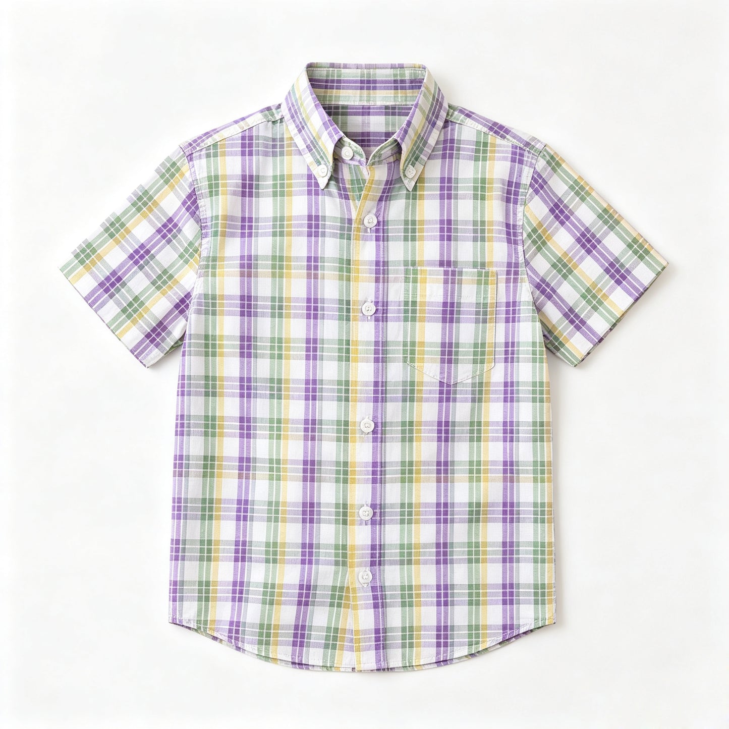 preorder BT1957 Mardi Gras Checkered Short Sleeve Boys Top