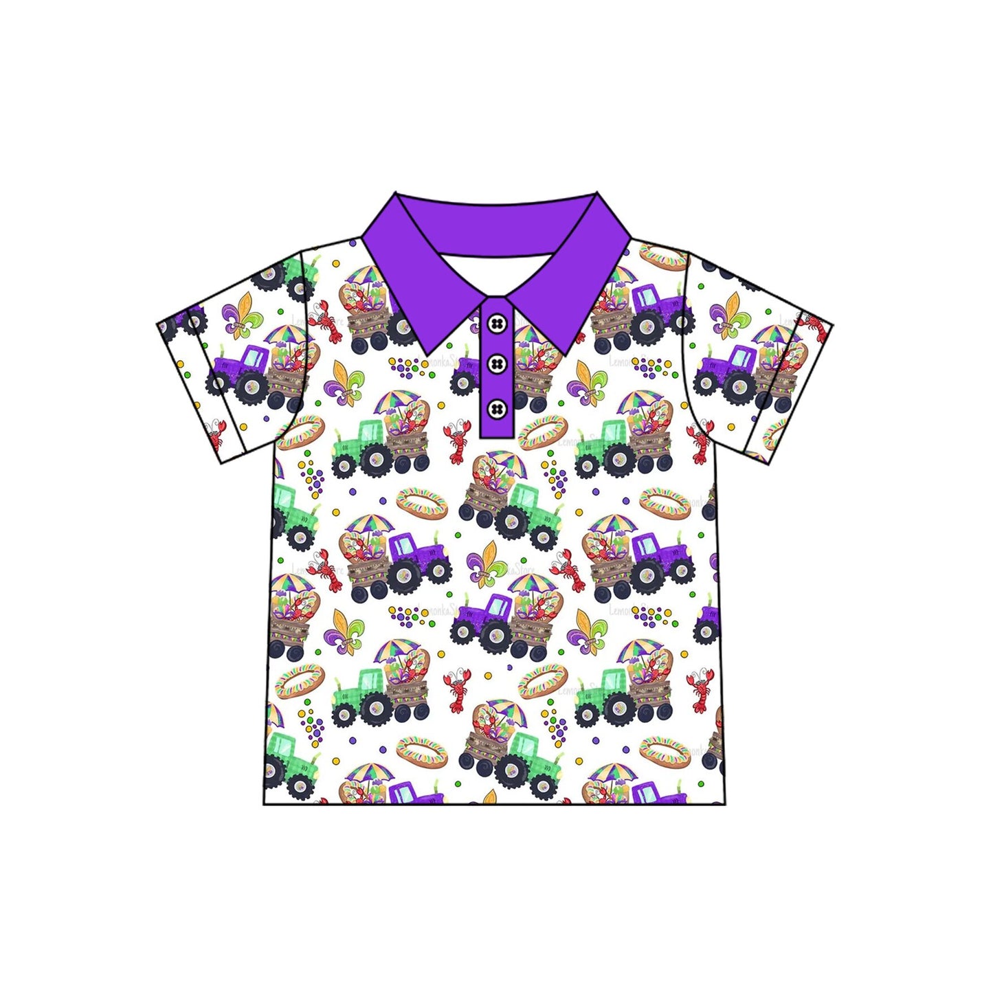 preorder BT1959 Mardi Gras Tractor Short Sleeve Boys Top