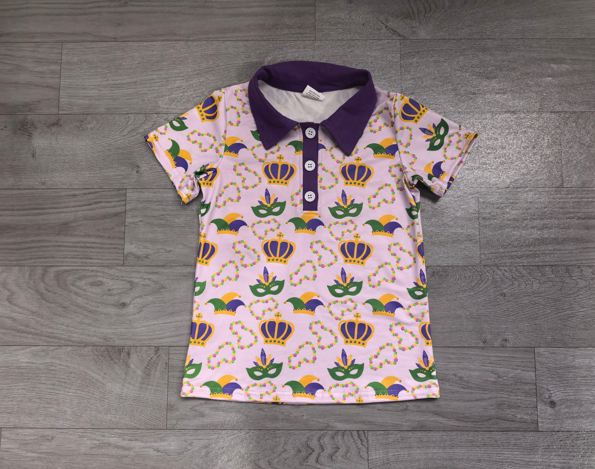 preorder Samples BT1960 Mardi Gras Purple Short Sleeve Boys Top